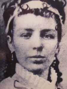 Interpretive panel photo of Ella Stewart - the first telegraph operator at Pipe Spring. 