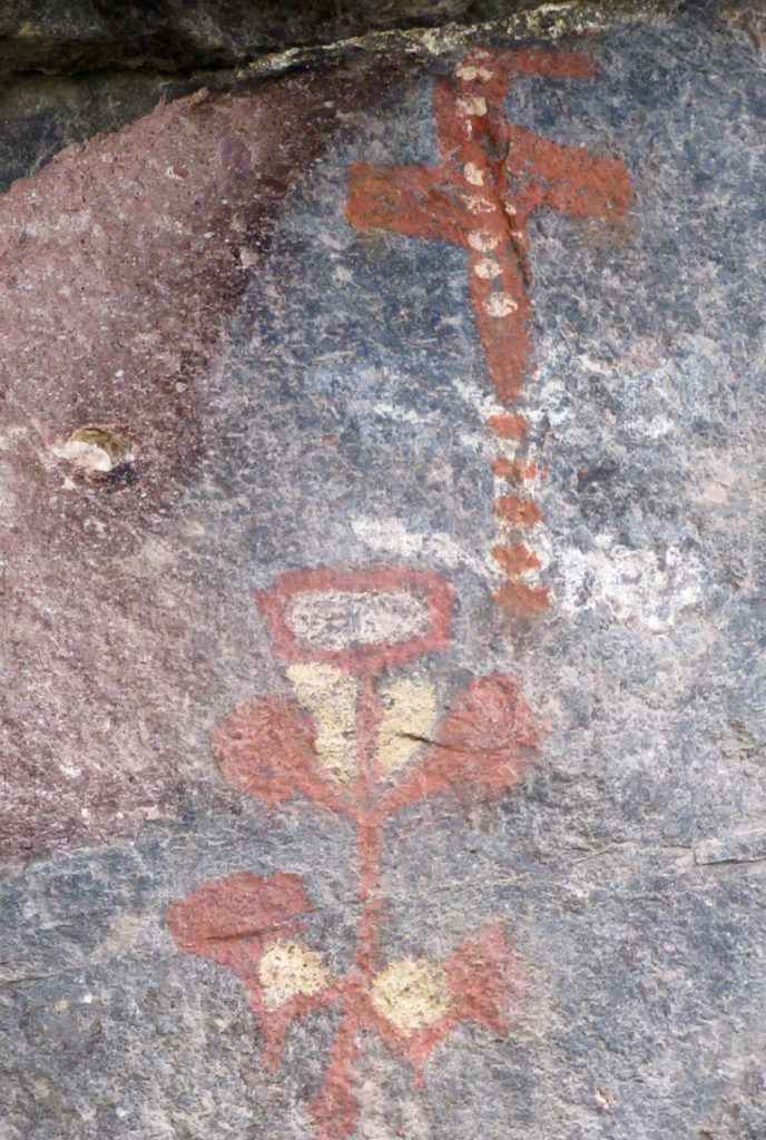 Prehistoric rock art resembling a flower