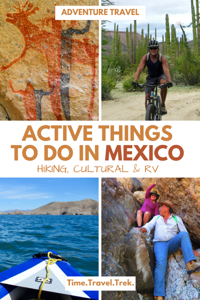 Pin image for active things to do in Mexico post at Time.Travel.Trek.