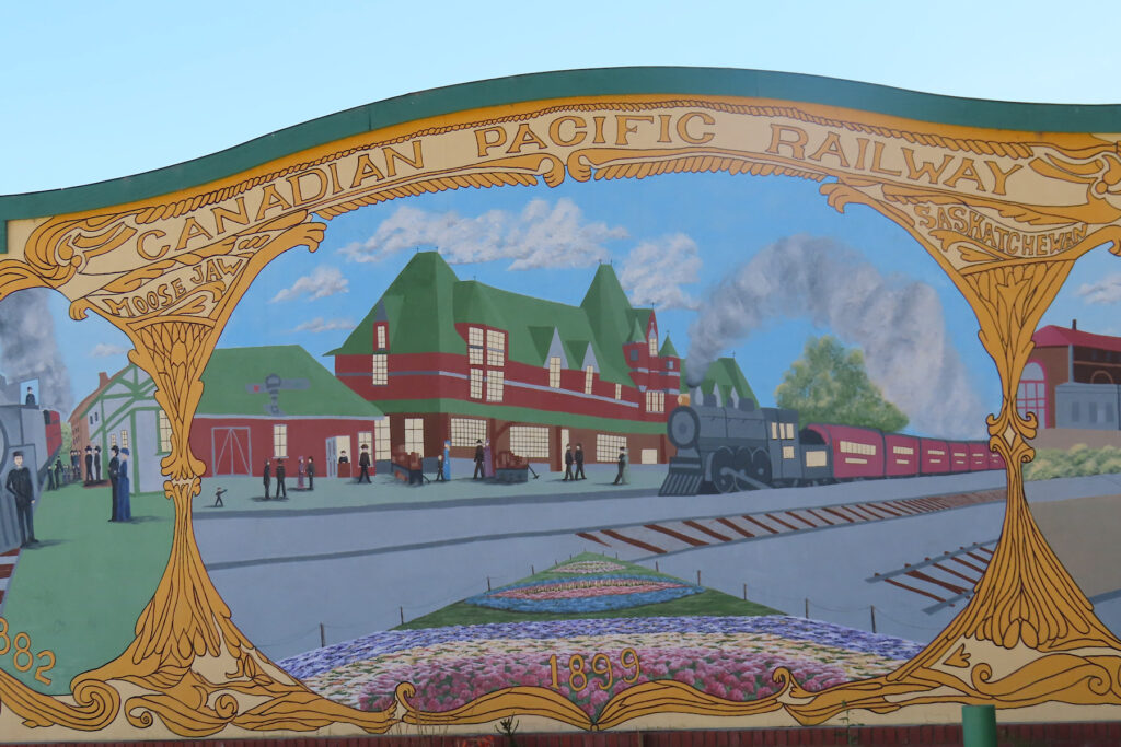 Painitng of an old railway station.