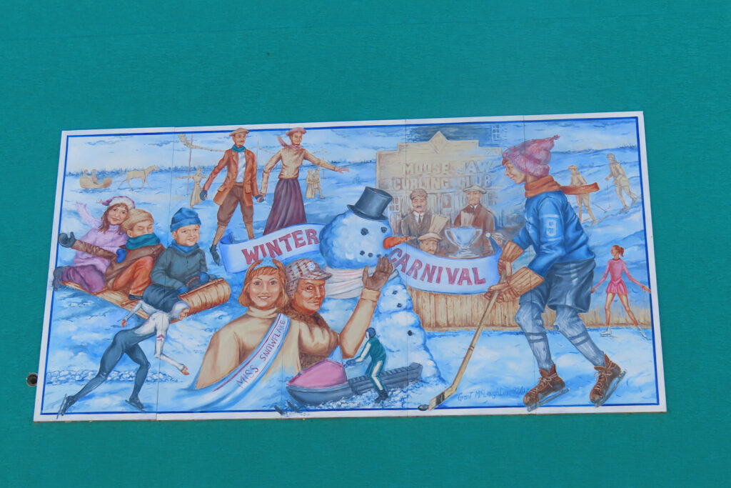 Image of group of people on skates on a pond.