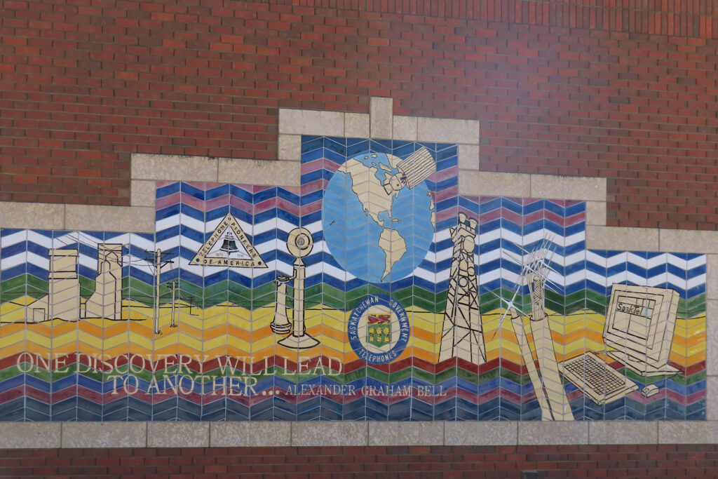 Tile mural of communication structures.