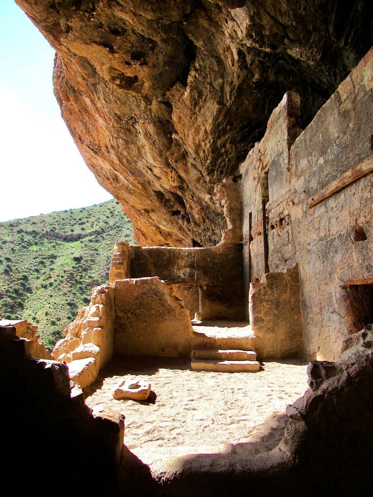 Rock building in a cave