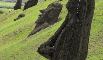 Stone moai left behind at quarry on Easter Island