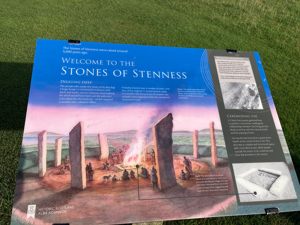 Interpretive sign for the Standing Stones of Stenness.