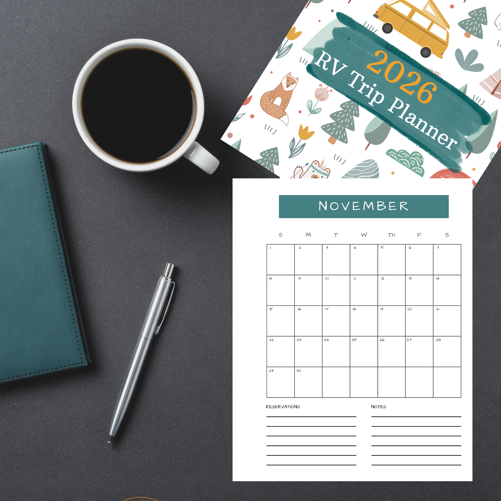 2026 RV Trip Planner Time Travel Trek RV Trip Planner 2026 Etsy Mockups 