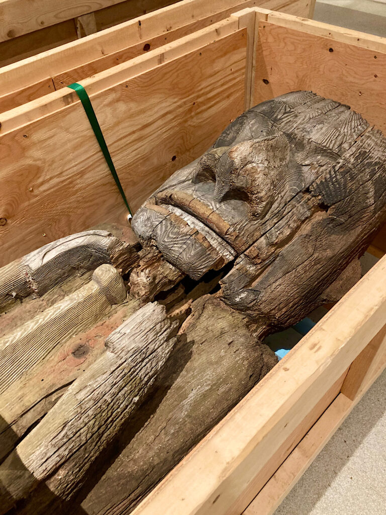 Wooden carving in a wooden box.